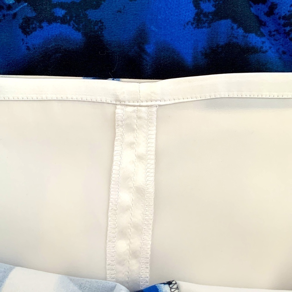 Tahari Sleeveless Blue Abstract Sheath Dress w/ Tie. Colorful Zipper. Size 4 - Picture 6 of 12